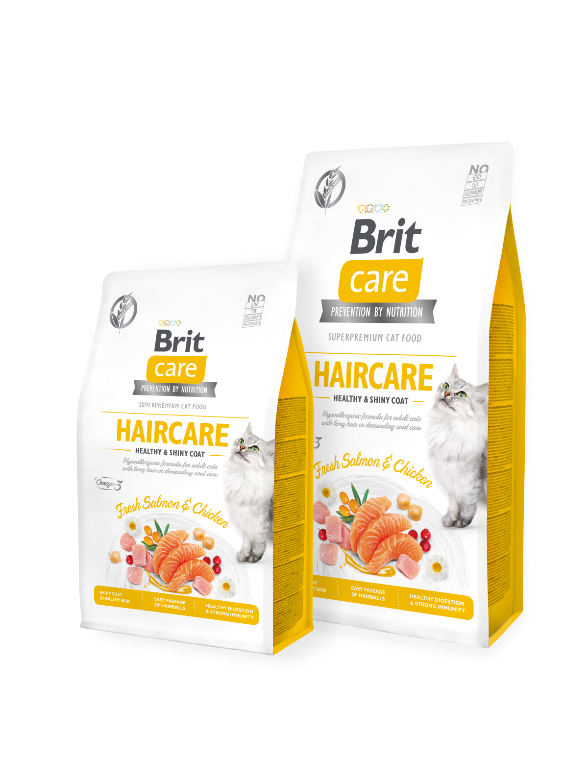 Brit Care Cat GF Haircare Healthy&Shiny Coat 3x7kg+MYŠKA