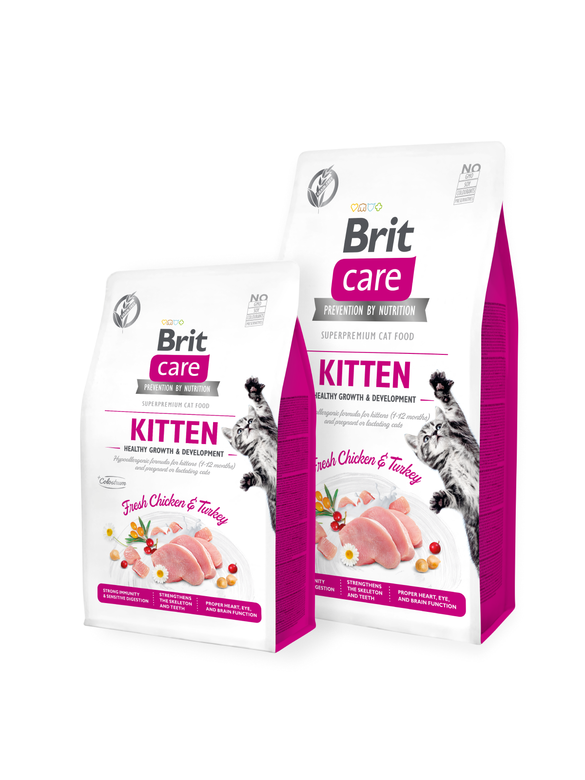 Brit Care Cat GF Kitten Healthy Growth&Development 2x7kg+MYŠKA