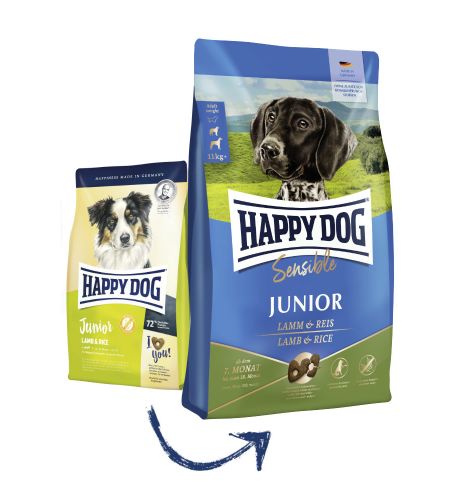 HAPPY DOG Supreme Junior Lamb & Rice 3x10kg+DOPRAVA ZDARMA+1x masíčka Perrito+ 3 KG NAVÍC ZDARMA