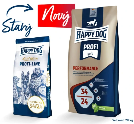 HAPPY DOG PROFI-LINE 34/24 Gold Performance 2x20kg+DOPRAVA ZDARMA+1x masíčka Perrito 50g!