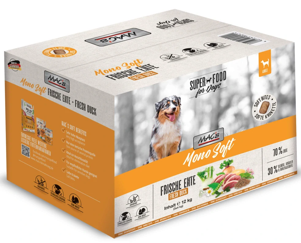 MACS Dog SOFT MONO kachna 2x12kg (chov.bal.6x4kg)+DOPRAVA ZDARMA+1x masíčka Perrito!