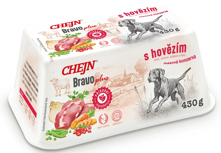 Chejn Bravo Plus s hovězím a zeleninou 8x430g (1 karton)