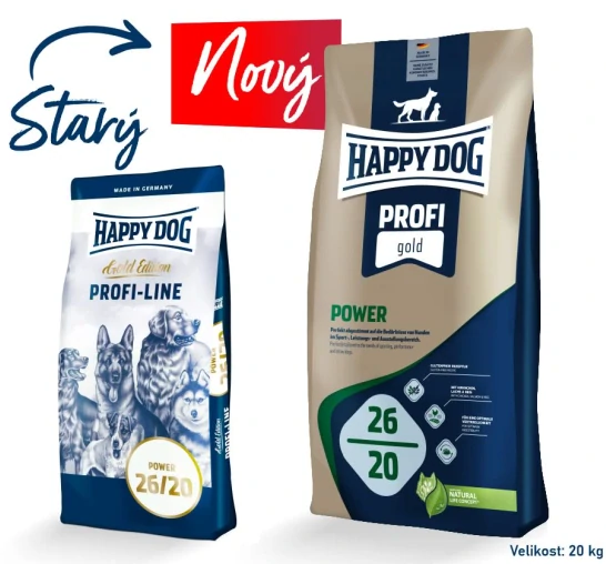 HAPPY DOG PROFI-LINE 26/20 Gold Power 2x20kg+DOPRAVA ZDARMA+1x masíčka Perrito 50g!