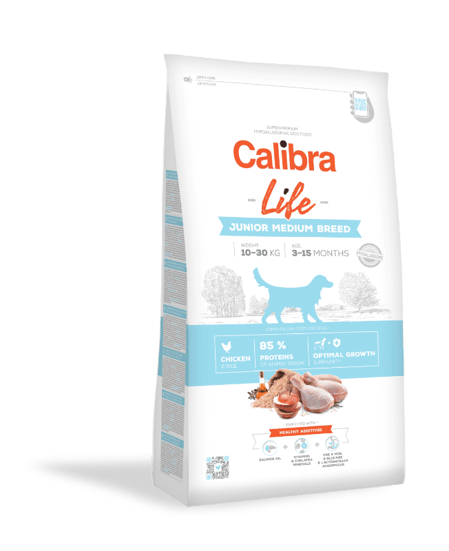Calibra Dog Life Junior Medium Breed Chicken 2x12kg+1x masíčka Perrito+DOPRAVA ZDARMA