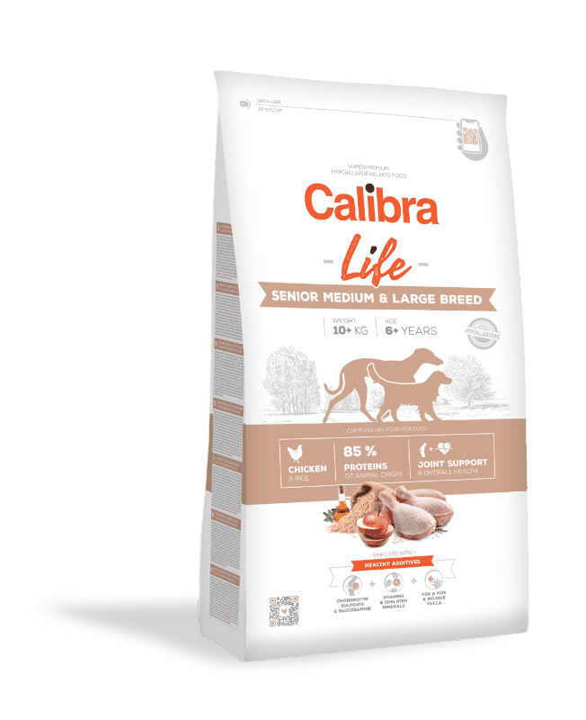 Calibra Dog Life Senior Medium&Large Chicken 2x12kg+1x masíčka Perrito+DOPRAVA ZDARMA