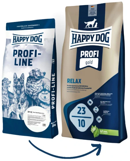 HAPPY DOG PROFI-LINE 23/10 Gold Relax 20kg+DOPRAVA ZDARMA+1x masíčka Perrito 50g!