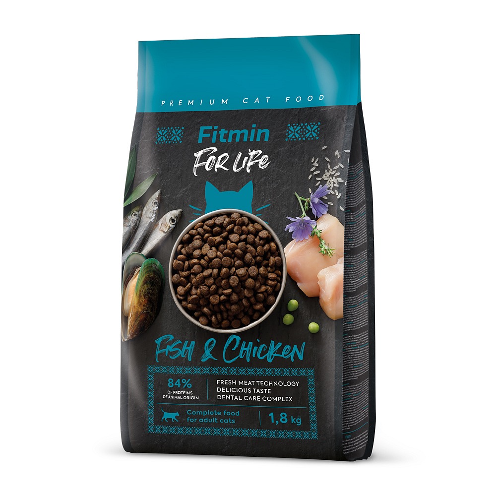 NEW Fitmin Cat For Life Adult Fish And Chicken 1,8kg