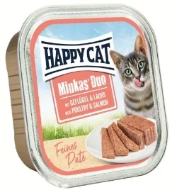 Happy Cat Minkas Duo Paté - Drůbež & Losos 100g SLEVA MIN. TRV. 13.5.2026